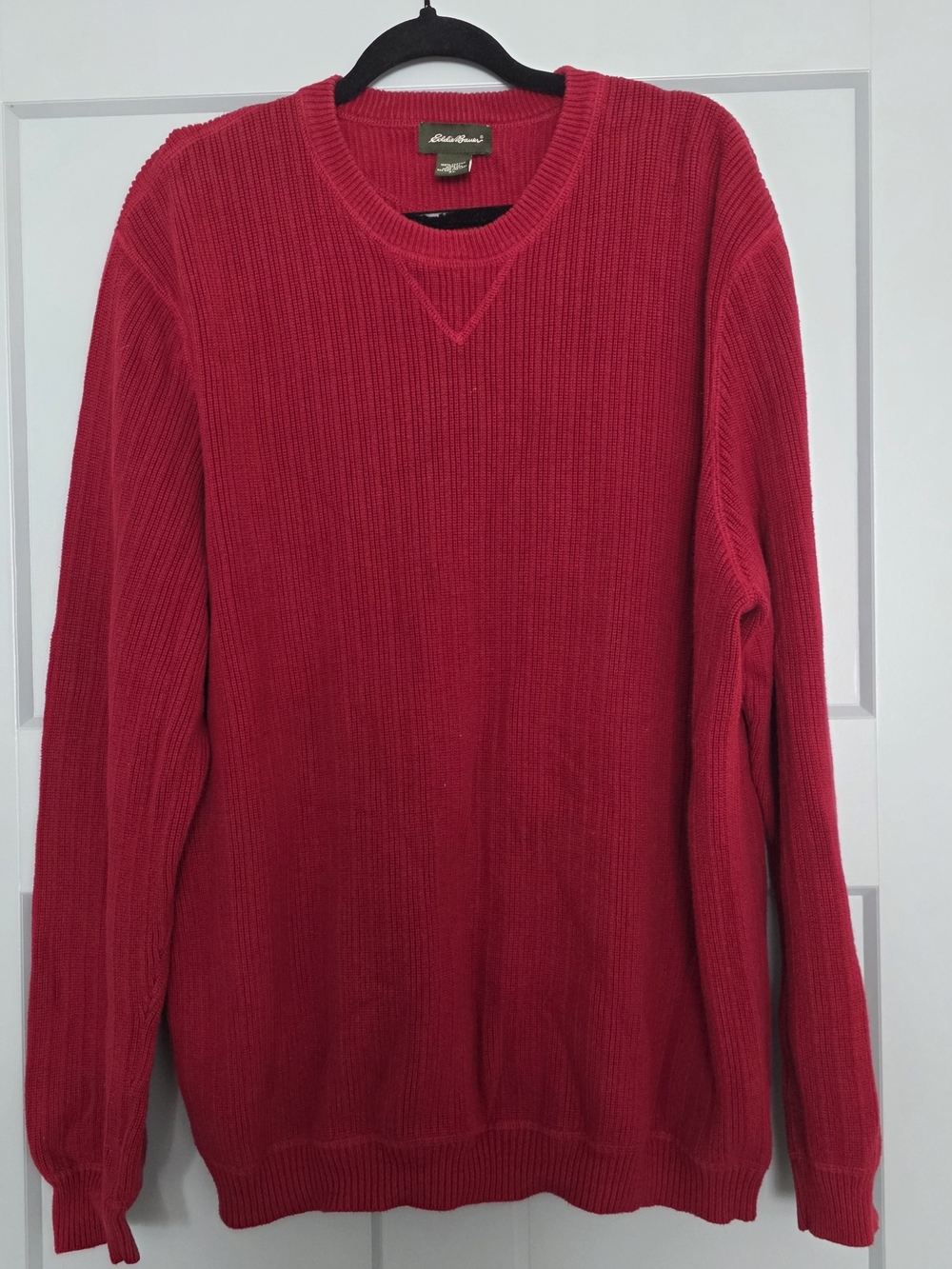 Vintage Eddie Bauer Red Cotton Ribbed Knit Sweater Mens XL 90s Grandpa Core